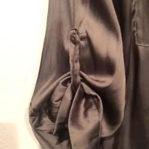 H&M Tops H M Olive Green Satin Shirt Size Poshmark